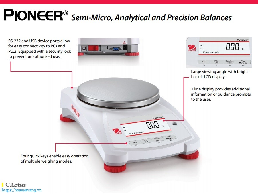 Cân phân tích số lẻ Ohaus Pioneer pixel (820–8200g) Cân phân tích số lẻ Ohaus Pioneer pixel (820–8200g)