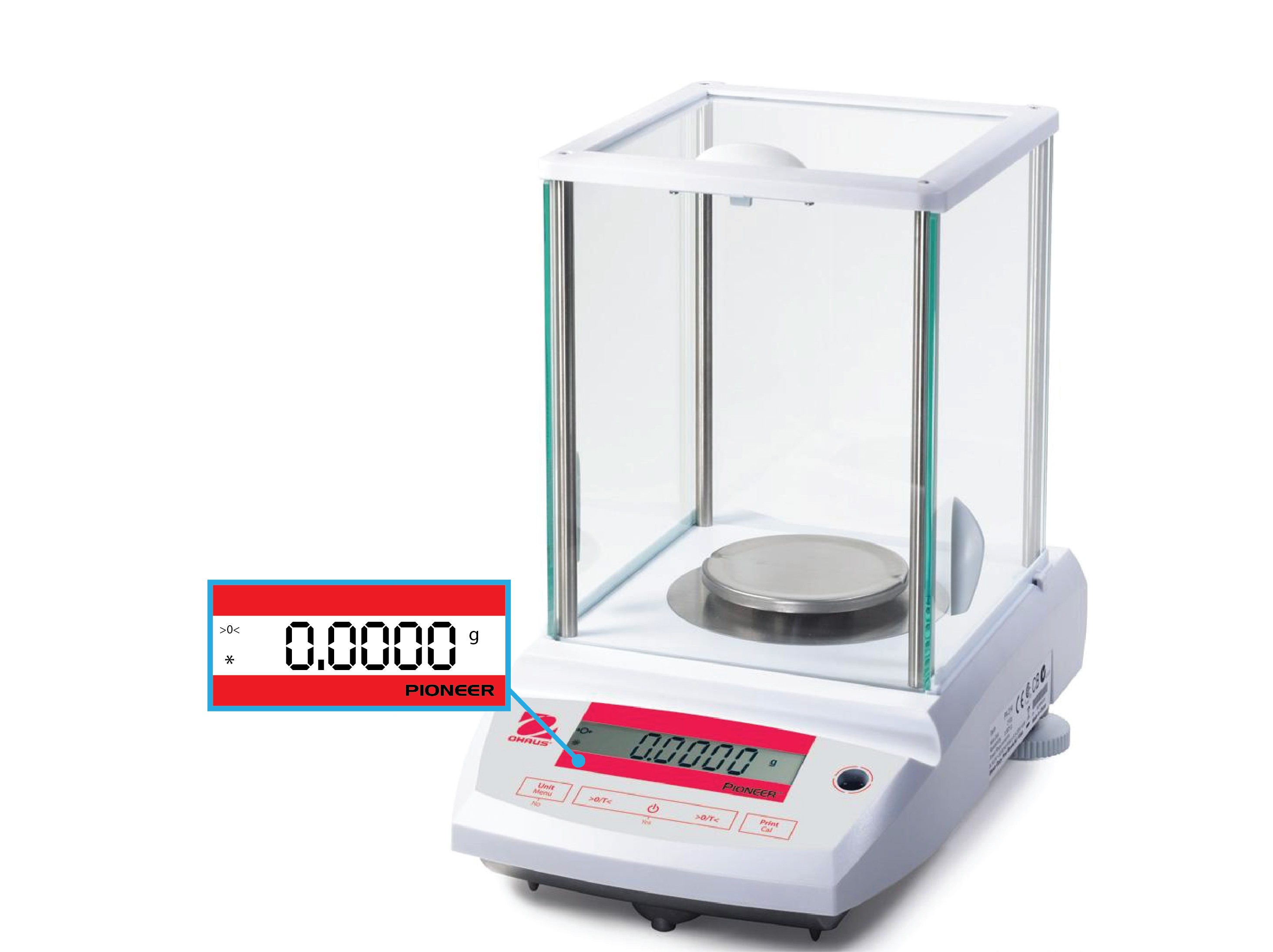 Màn hình LCD Cân phân tích 4 số lẻ chuẩn ngoại PA214 Ohaus